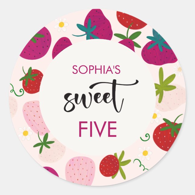 Sticker Rond Anniversaire de enfant de fraise sucrée (Devant)