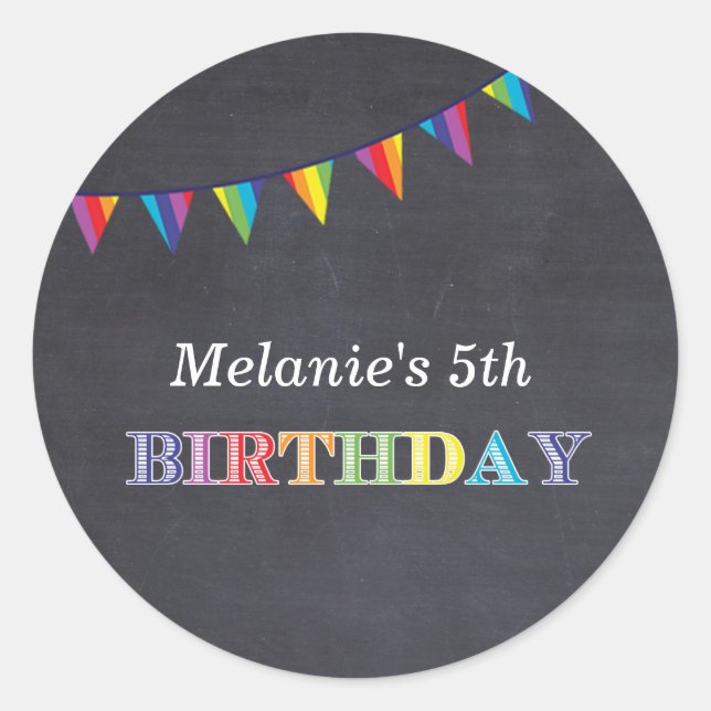 Sticker Rond Anniversaire de enfant de la partie chalkboard aut (Devant)