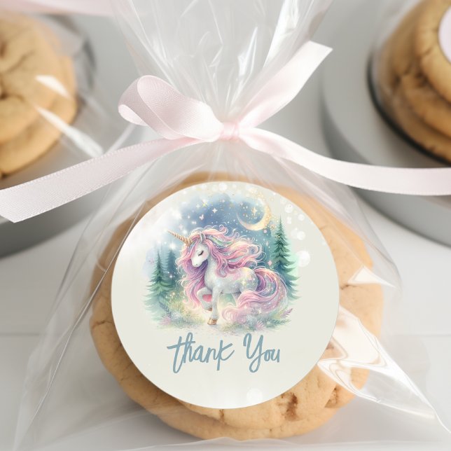 Sticker Rond Anniversaire de enfant de licorne lunatique magiqu (Créateur téléchargé)