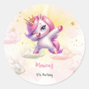 Sticker Rond Anniversaire de enfant de licorne Whimsical magiqu