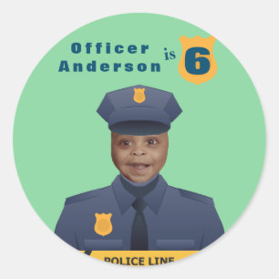 Sticker Rond Anniversaire de enfant de police