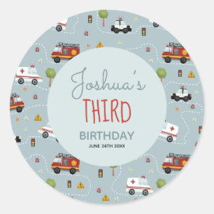Sticker Rond Anniversaire de enfant de véhicule bleu mignon