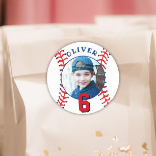 Sticker Rond Anniversaire de enfant du baseball Ball Photo