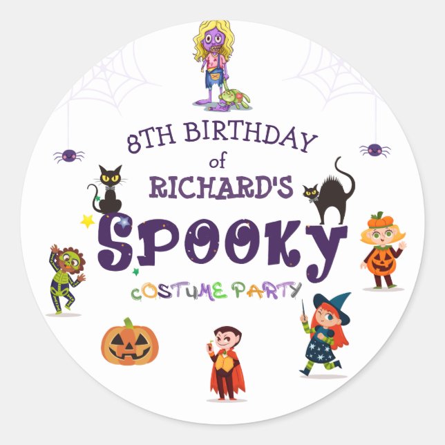 Sticker Rond Anniversaire de enfant du costume d'Halloween éffr (Devant)