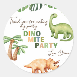 Sticker Rond Anniversaire de enfant du parti Dino-mite