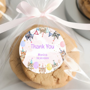 Sticker Rond Anniversaire de enfant mémiogique des chats de fêt