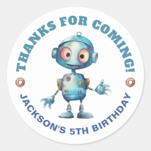 Sticker Rond Anniversaire de enfant Merci robot mignon