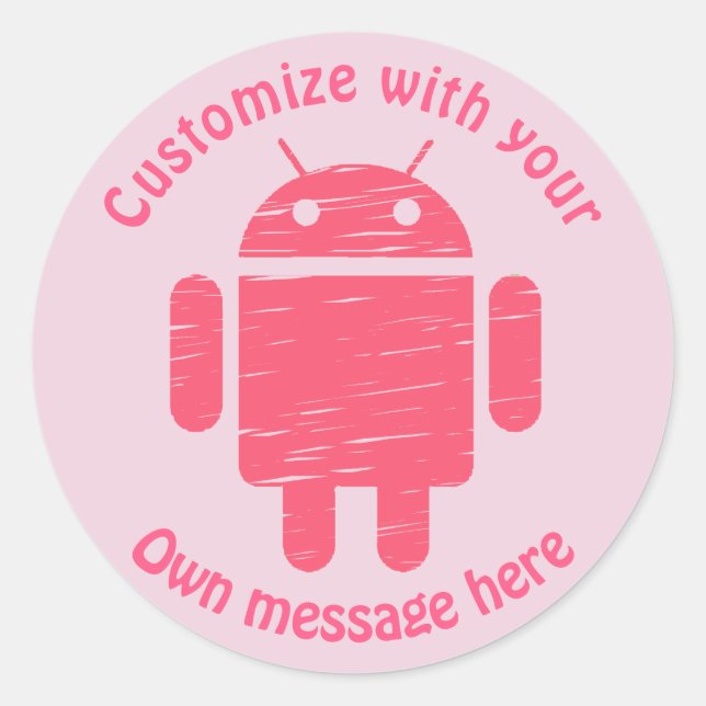 Sticker Rond Anniversaire de enfant personnalisé Robot rose (Devant)
