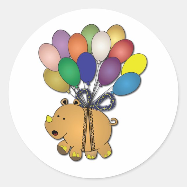 Sticker Rond Anniversaire de enfant : Rhino (Devant)