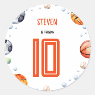 Sticker Rond Anniversaire de enfant sportif de balle