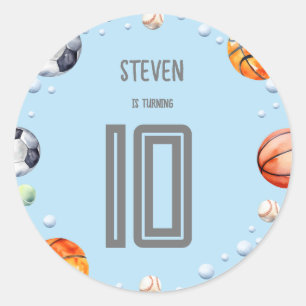 Sticker Rond Anniversaire de enfant sportif de balle