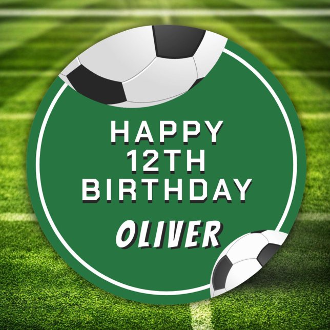 Sticker Rond Anniversaire de enfant sportif de football de ball (Créateur téléchargé)