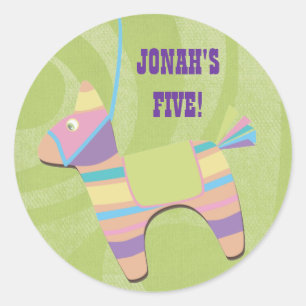 Sticker Rond Anniversaire de enfant traditionnel de Fiesta Pina
