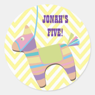 Sticker Rond Anniversaire de enfant traditionnel de Fiesta Pina