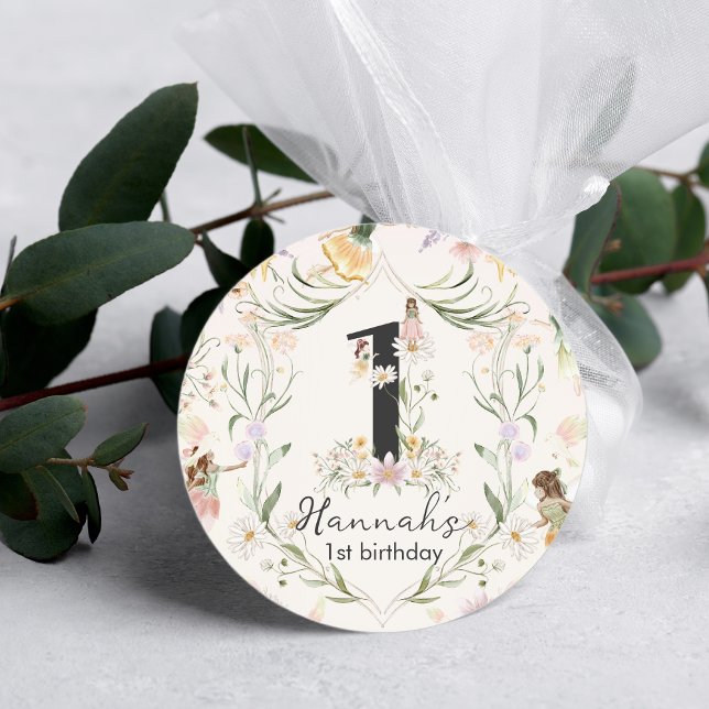 Sticker Rond Anniversaire de Fée Florale Magique (Créateur téléchargé)