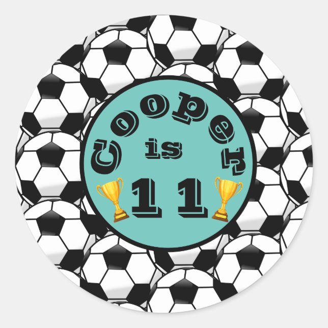 Sticker Rond Anniversaire de football bleu (Devant)