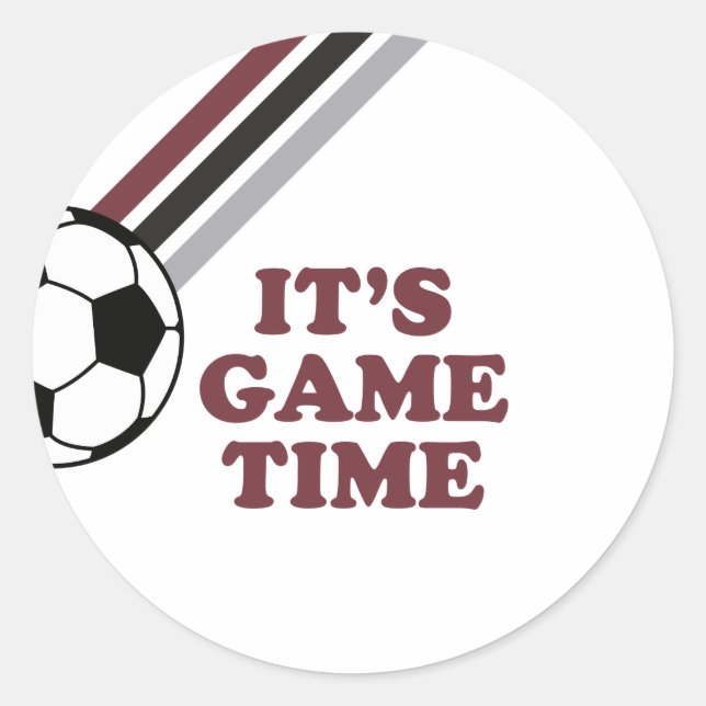 Sticker Rond Anniversaire de Football Rayures Marron Heure de J (Devant)