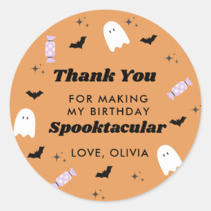 Sticker Rond Anniversaire de Halloween Spooktacular Merci