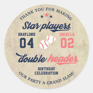 Sticker Rond Anniversaire de jumeaux ou de frères et sœurs avec