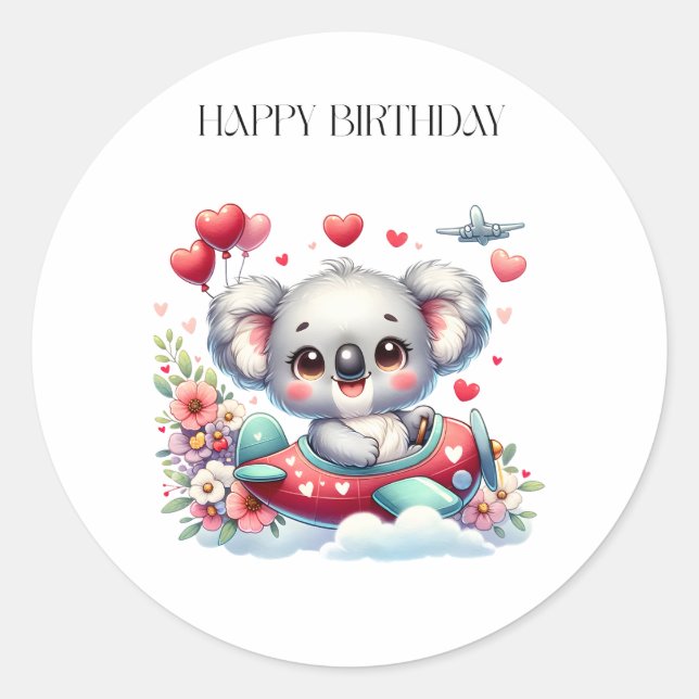 Sticker Rond Anniversaire de Koala Pilote (Devant)