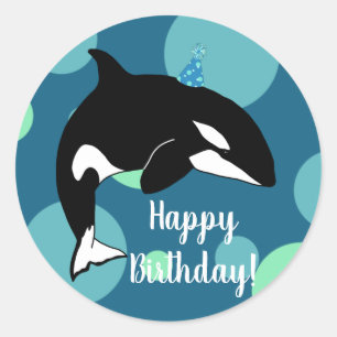 Sticker Rond Anniversaire de la baleine tueuse d'Orca sur mesur
