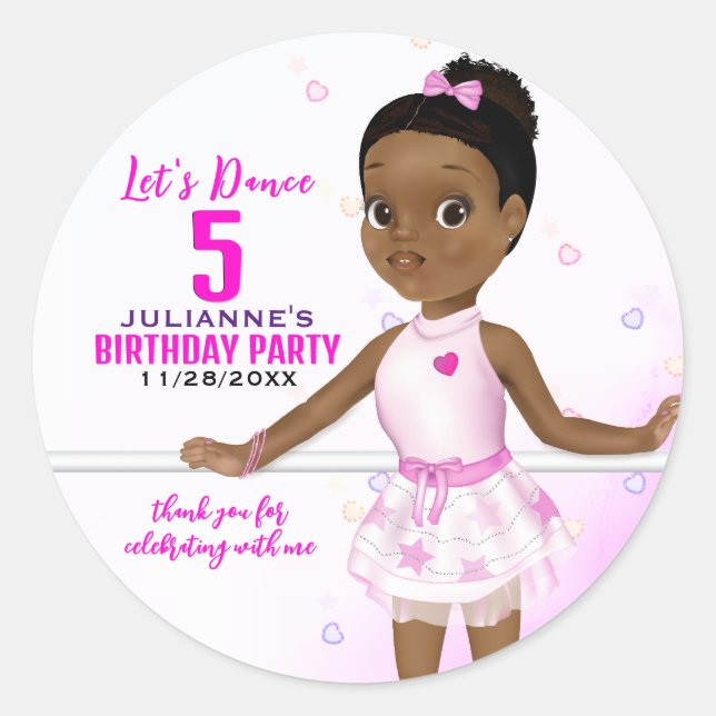 Sticker Rond Anniversaire de la Ballerina africaine (Devant)