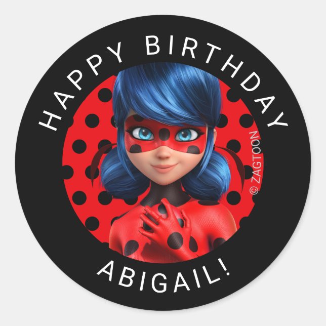 Sticker Rond Anniversaire de la fille de la coccinelle (Devant)