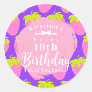Sticker Rond Anniversaire de la fraise pourpre