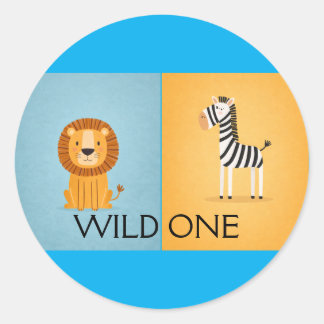 Sticker Rond Anniversaire de la Jungle Sauvage - Animaux de Saf
