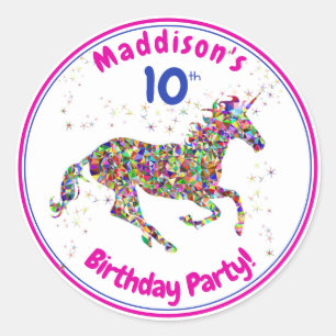 Sticker Rond Anniversaire de la licorne