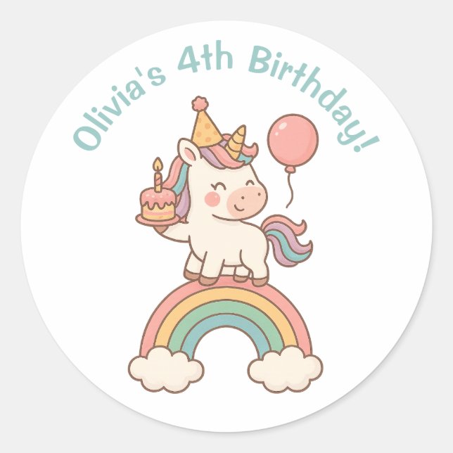 Sticker Rond Anniversaire de la licorne (Devant)