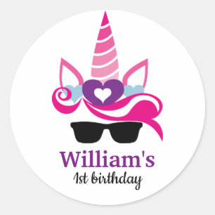 Sticker Rond Anniversaire de la licorne