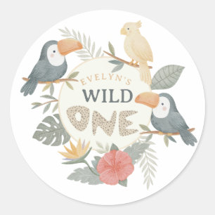 Sticker Rond Anniversaire de la première année de la jungle Léo