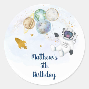 Sticker Rond Anniversaire de l'astronaute Blue Gold