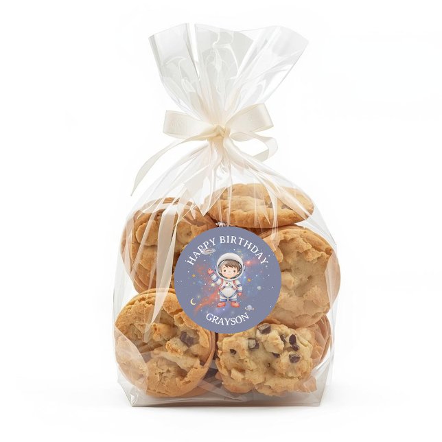 Sticker Rond Anniversaire de l'Astronaute Garçon de l'Espace (Créateur téléchargé)