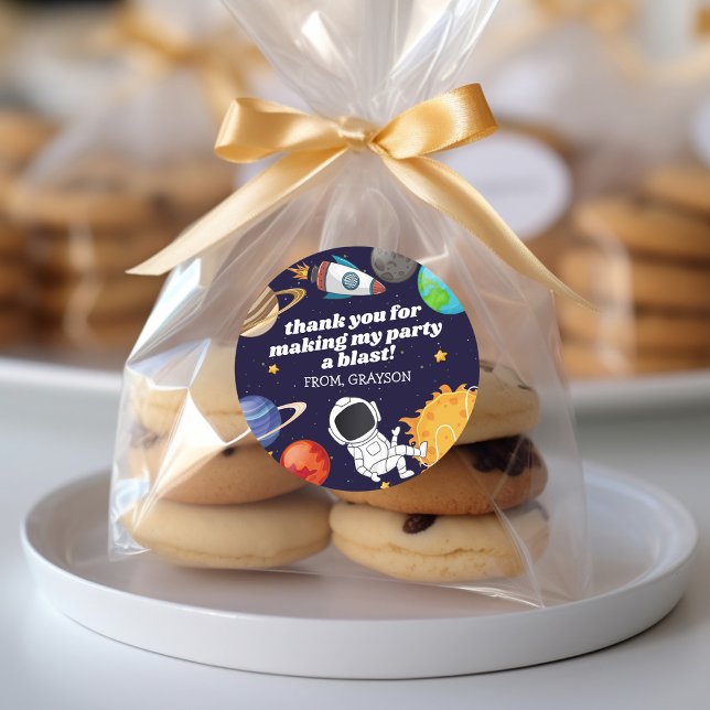 Sticker Rond Anniversaire de l'astronaute spatial Merci (Créateur téléchargé)