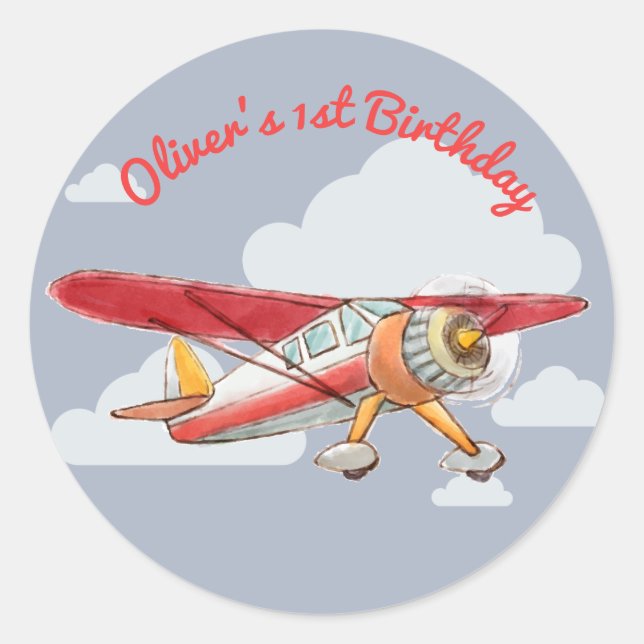 Sticker Rond Anniversaire de l'avion vintage (Devant)