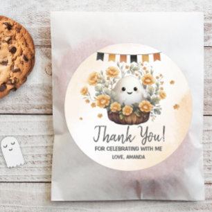 Sticker Rond Anniversaire de l'Halloween Ghost Cute