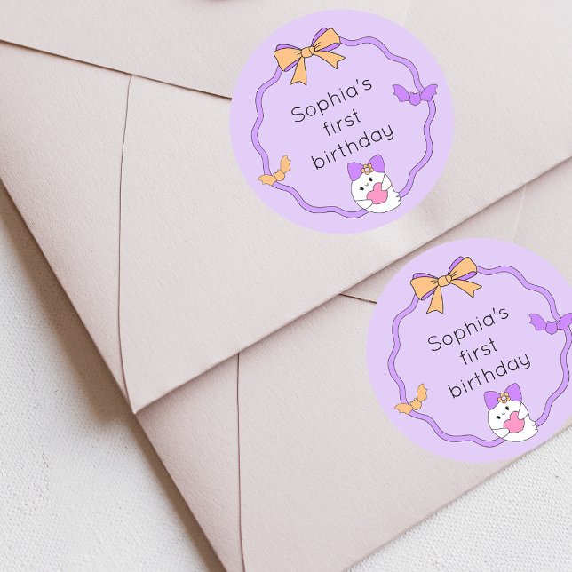 Sticker Rond Anniversaire de l'Halloween Ghost Cute (Créateur téléchargé)