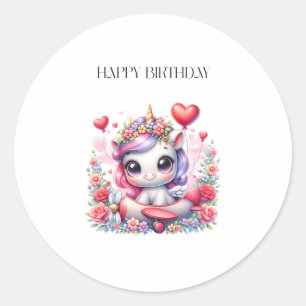 Sticker Rond Anniversaire de Licorne Pilote