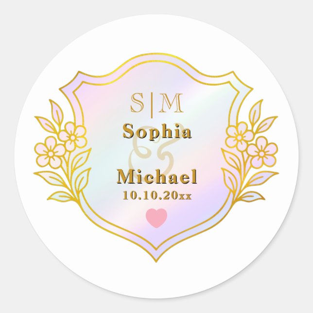 Sticker Rond Anniversaire de mariage avec monogramme d'initiale (Devant)