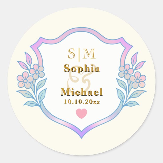 Sticker Rond Anniversaire de mariage avec monogramme d'initiale (Devant)