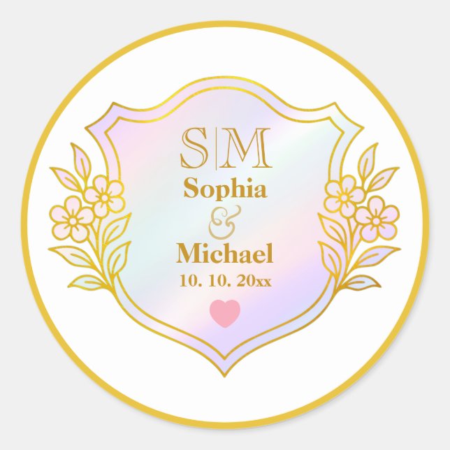 Sticker Rond Anniversaire de Mariage avec Monogramme d'Initiale (Devant)