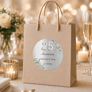 Sticker Rond anniversaire de mariage d'argent de greenery 25 an