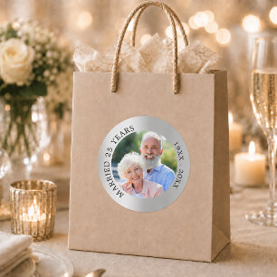Sticker Rond anniversaire de mariage d'argent photo 25 ans