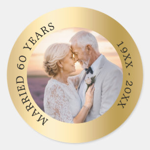 Sticker Rond anniversaire de mariage de 50 ans photo or