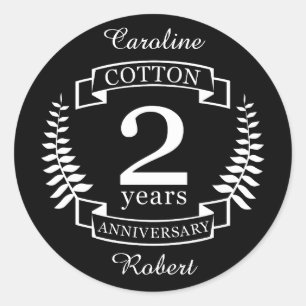 Sticker Rond Anniversaire de mariage en coton 2 ans de mariage