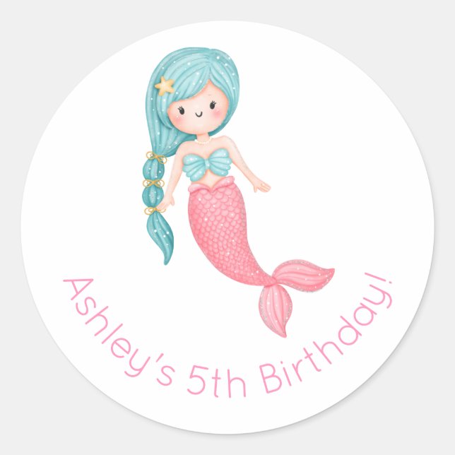 Sticker Rond Anniversaire de Mermaid (Devant)