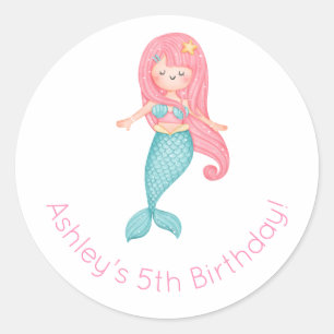 Sticker Rond Anniversaire de Mermaid