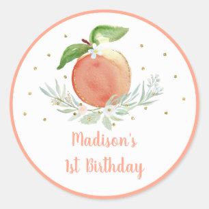 Sticker Rond Anniversaire de Peach Gold Floral